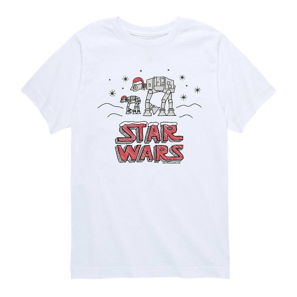 Gildan Kids Christmas Star Wars Graphic T-Shirt Short Sleeve Size S White
